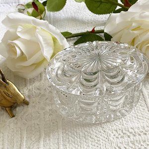 Oval Lead Glass Trinket Box with Lid